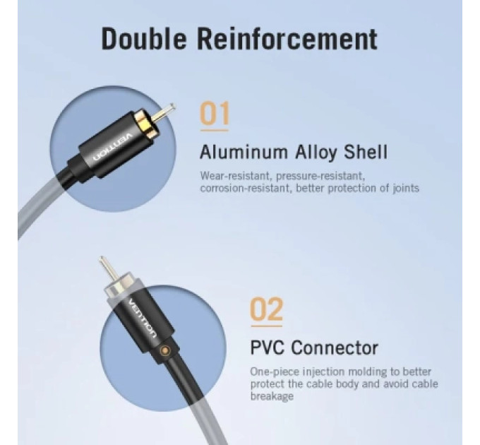 Кабель мультимедійний Coaxial Digital Audio Cable 2M Black Metal Type Vention (VAB-R09-B200)