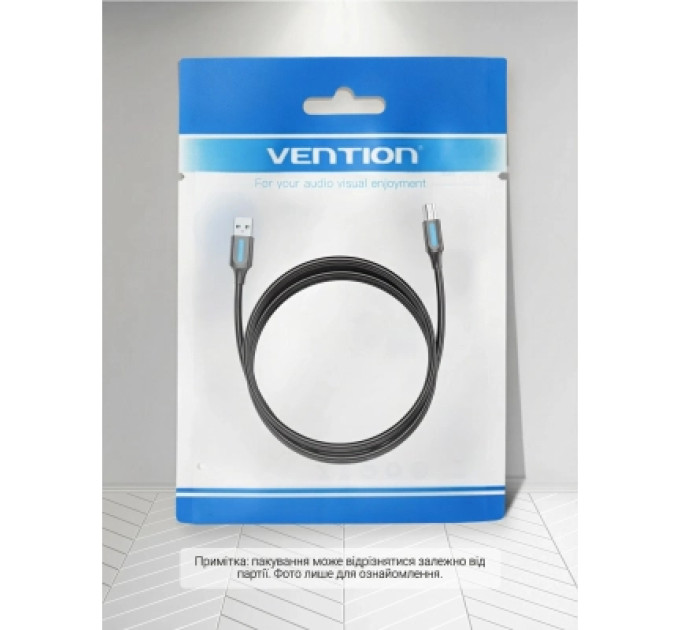 Кабель для принтера USB 2.0 A Male to B Male Cable 0.5M Black PVC Type Vention (COQBD)