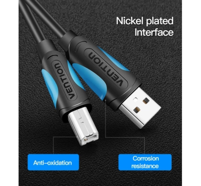 Кабель для принтера USB2.0 A Male to B Male Print Cable 2M Black Vention (VAS-A16-B200)