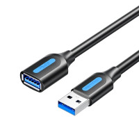 Дата кабель USB 3.2 A Male to A Female Extension Round Cable 0.5M Black PVC Type Vention (CBOBD)