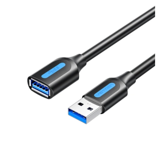 Дата кабель USB 3.2 A Male to A Female Extension Round Cable 0.5M Black PVC Type Vention (CBOBD)