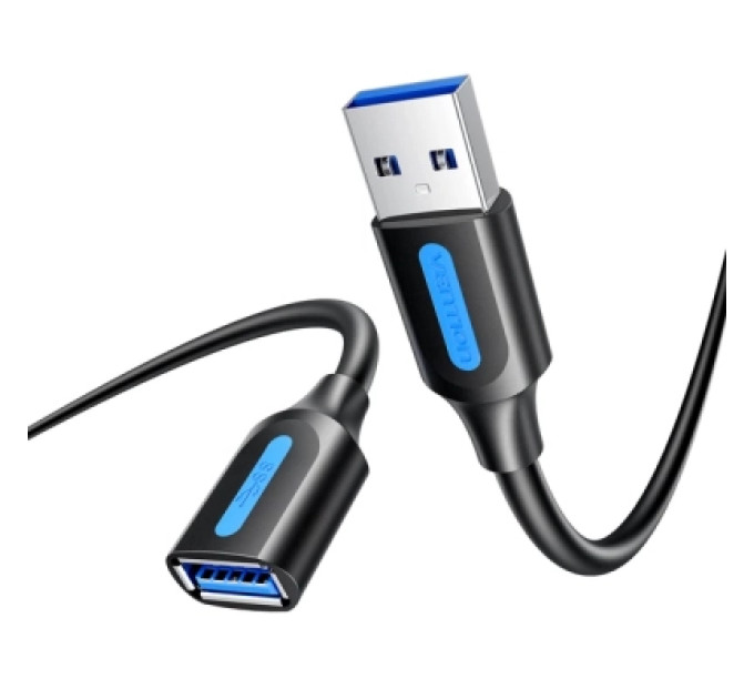 Дата кабель USB 3.2 A Male to A Female Extension Round Cable 1M Black PVC Type Vention (CBOBF)