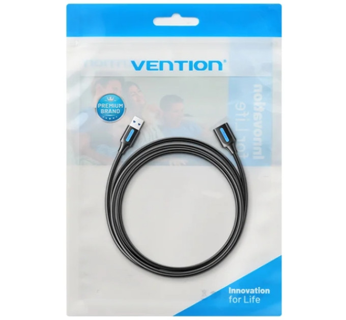 Vention Дата кабель USB 3.2 A Male to A Female Extension Round Cable 1M Black PVC Type Vention (CBOBF)
