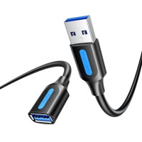 Дата кабель USB 3.2 A Male to A Female Extension Round Cable 1.5M Black PVC Type Vention (CBOBG)