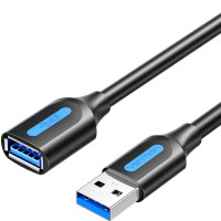 Дата кабель USB 3.2 A Male to A Female Extension Round Cable 2M Black PVC Type Vention (CBOBH)