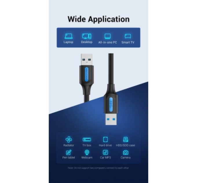 Дата кабель USB 3.0 A Male to A Male Cable 1.5M Black PVC Type Vention (CONBG)
