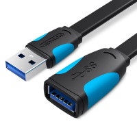 Дата кабель Flat USB3.0 Extension Cable 1M Black Vention (VAS-A13-B100)