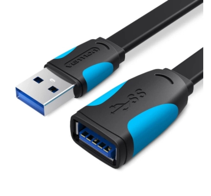 Дата кабель Flat USB3.0 Extension Cable 1M Black Vention (VAS-A13-B100)