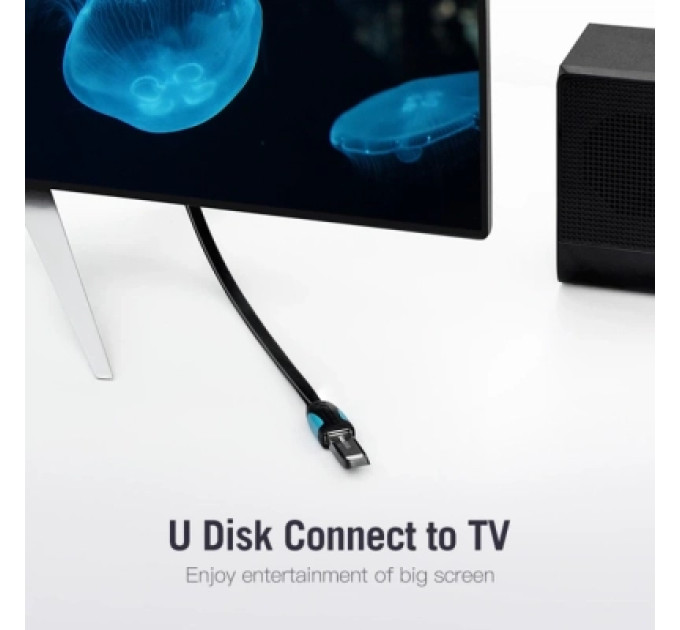 Дата кабель Flat USB3.0 Extension Cable 1M Black Vention (VAS-A13-B100)