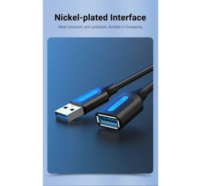 Дата кабель USB 2.0 A Male to A Female Extension Cable 1M black PVC Type Vention (CBIBF)