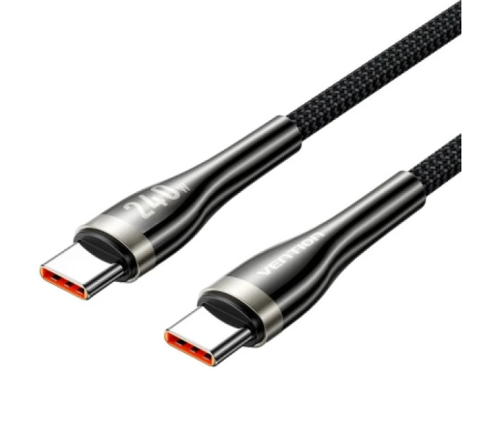 Vention Дата кабель Nylon Braided USB 2.0 C Male to C Male 5A Cable 1.2M Black Zinc Alloy Type Vention (CTYBAV)