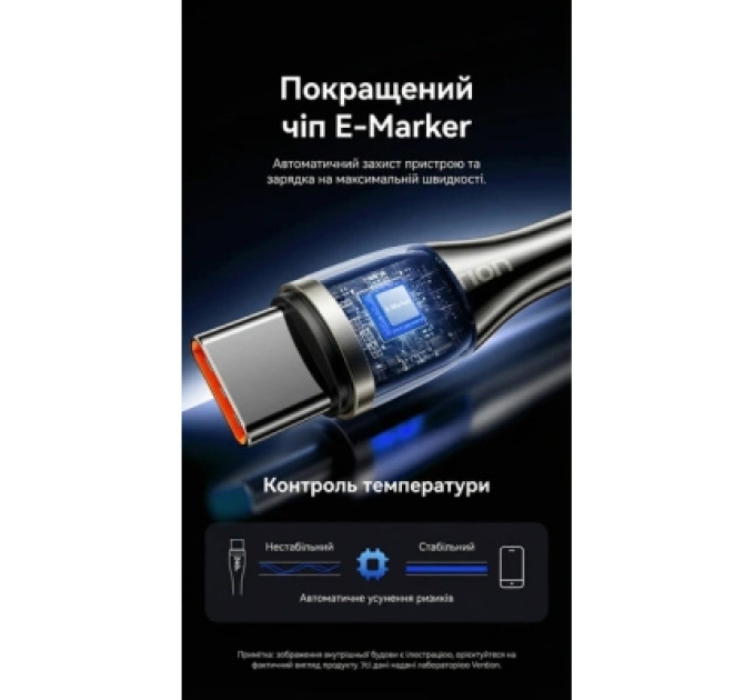 Дата кабель Nylon Braided USB 2.0 C Male to C Male 5A Cable 2M Black Zinc Alloy Type Vention (CTYBH)