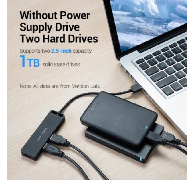 Зчитувач флеш-карт 2-in-1 USB 3.0 A Card Reader (SD+TF) Black Dual Drive Letter 0.15M Vention (CLPBB)