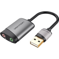 Звукова плата USB External Sound Card 0.15M Gray Metal Type Vention (CDKHB)