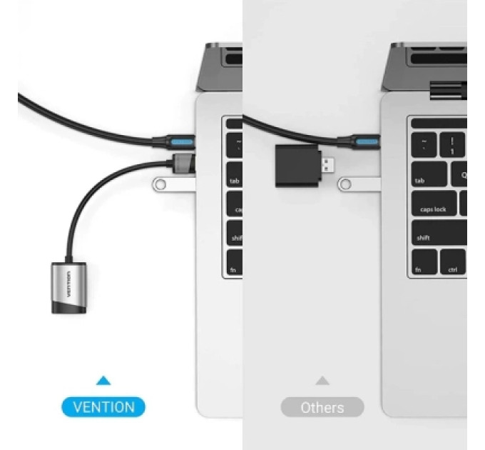 Звукова плата USB External Sound Card 0.15M Gray Metal Type Vention (CDKHB)