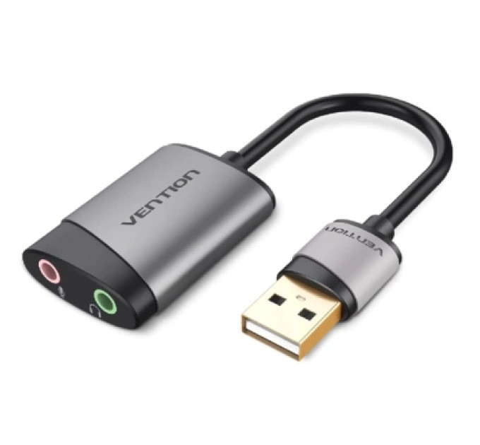 Звукова плата USB External Sound Card 0.15M Gray Metal Type Vention (CDKHB)