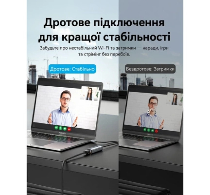 Перехідник USB-C to 2.5 Gigabit Ethernet Adapter 0.15M Gray Aluminum Alloy Type Vention (CFTHB)