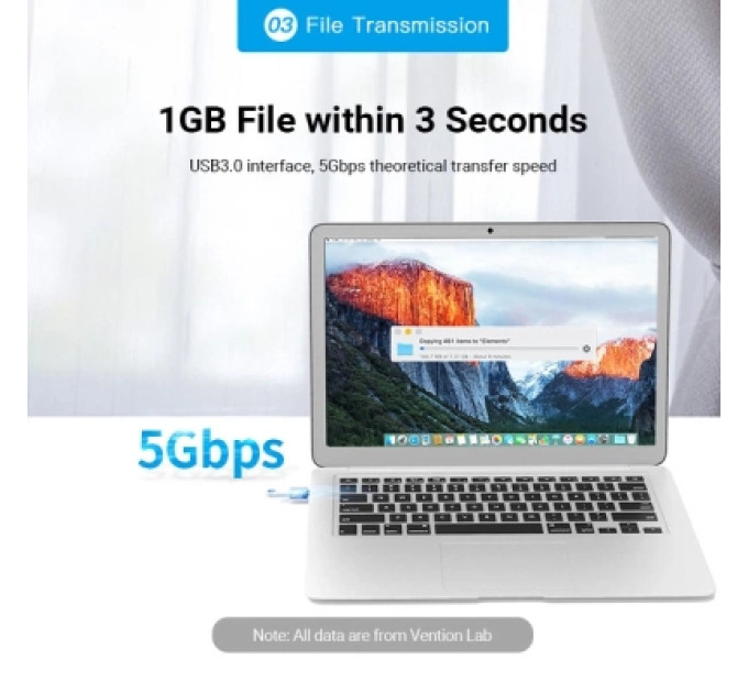 Перехідник USB-C Male to USB 3.0 Female OTG Adapter Gray Aluminum Alloy Type Vention (CDQH0)