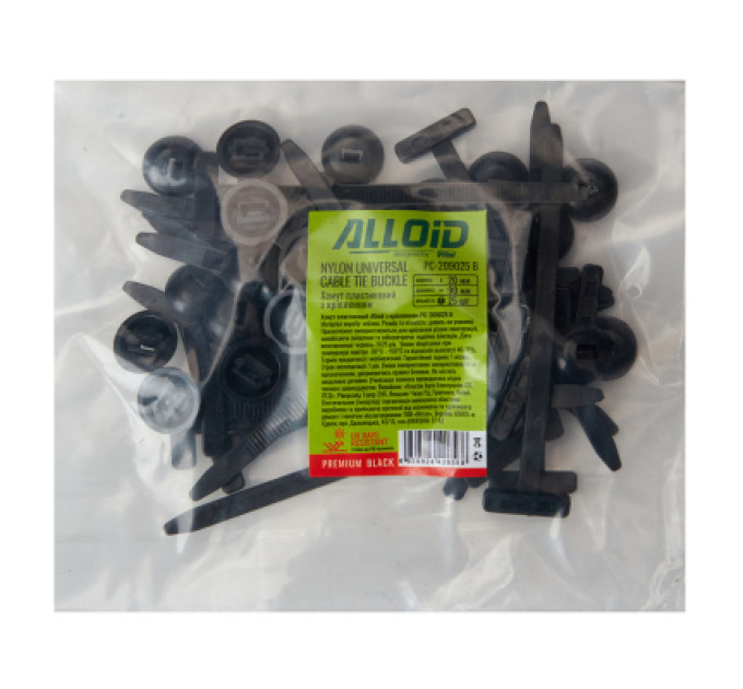 Alloid Стяжка Alloid 20х90мм, пластик, 25шт./уп., чорний (PC-209025B)