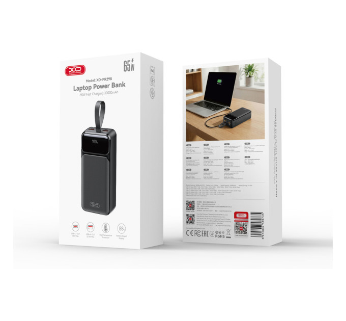 Універсальна мобільна батарея XO PR298 30000mAh Black