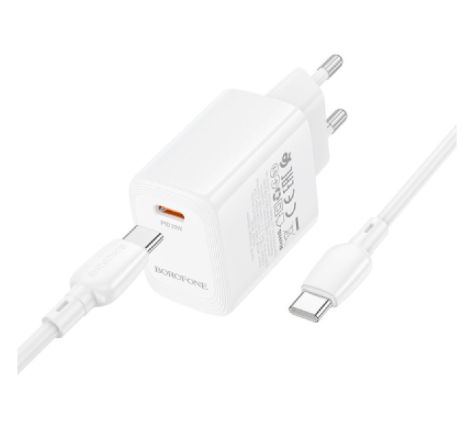 BOROFONE Зарядний пристрій BOROFONE BN26 Fuente USB-C PD20W + cable USB-C to USB-C White (6941991120251)