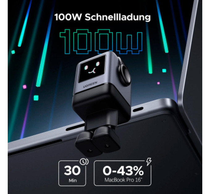 Ugreen Зарядний пристрій Ugreen 1xUSB + 3xUSB-C GaN 100W Robot X688 gray (45515B)