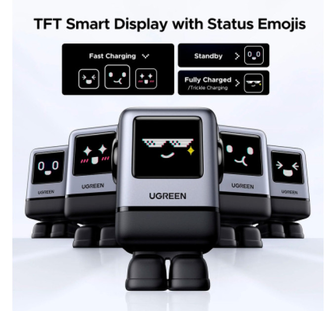Ugreen Зарядний пристрій Ugreen 1xUSB + 3xUSB-C GaN 100W Robot X688 gray (45515B)