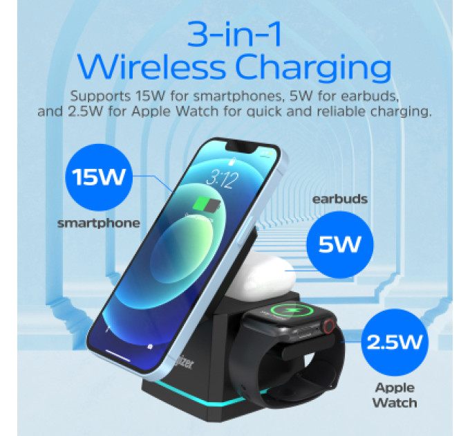 Energizer Зарядний пристрій Energizer 15W 3-in-1 magnetic wireless black (WCP307)