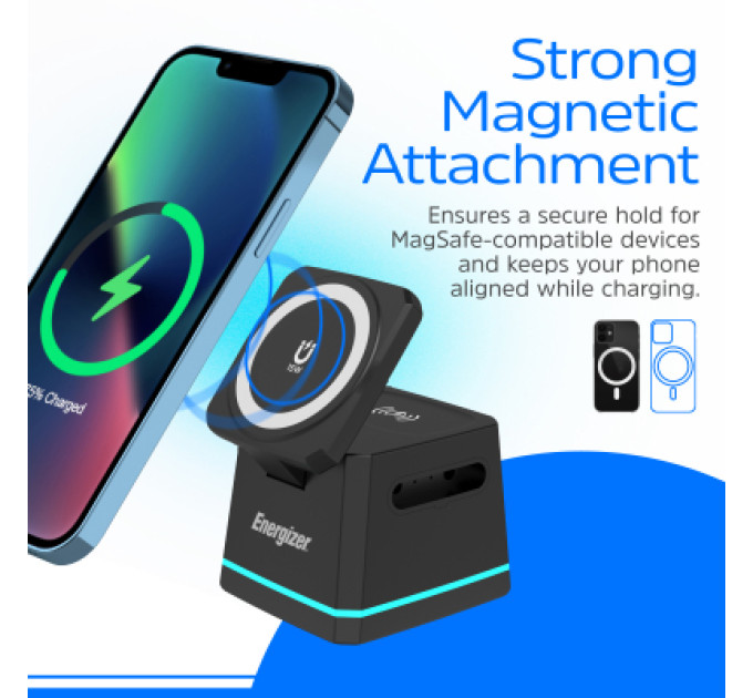 Energizer Зарядний пристрій Energizer 15W 3-in-1 magnetic wireless black (WCP307)