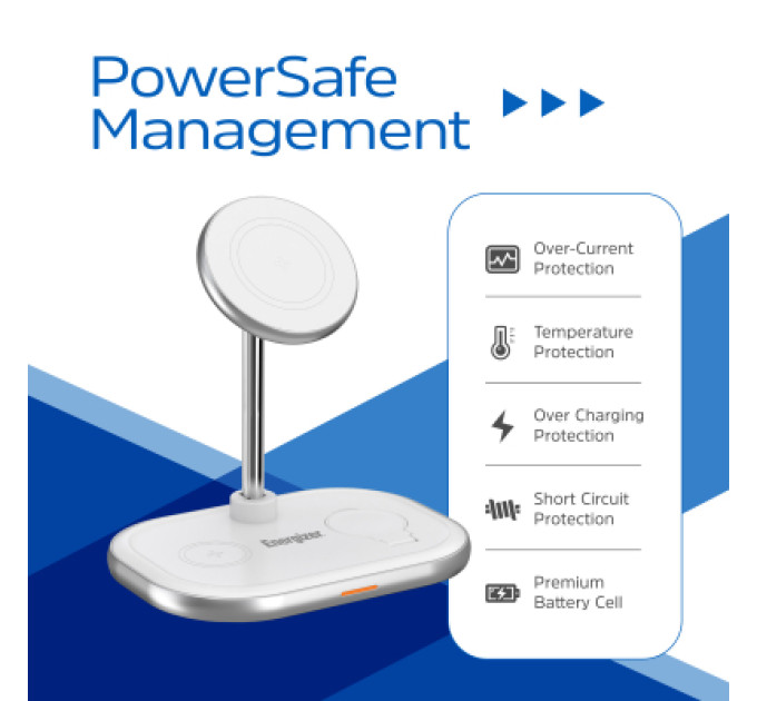 Energizer Зарядний пристрій Energizer 15W 3-in-1 magnetic wireless white (WCP303)
