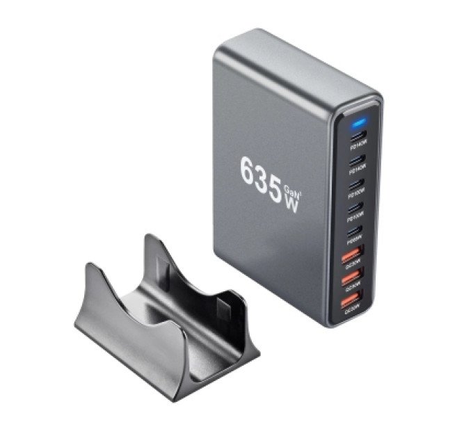 XoKo Зарядний пристрій XoKo 2xUSB-C PD3.1 140W + 2xUSB-C PD100W + 1xUSB-C PD65W + 3xUSB QC30W GaN (QC-600)