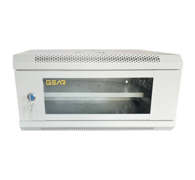 GEAR Шафа настінна GEAR 4U 19" 600x600x240 мм, + полка 19", grey (GWMSN-4U-600-600G)