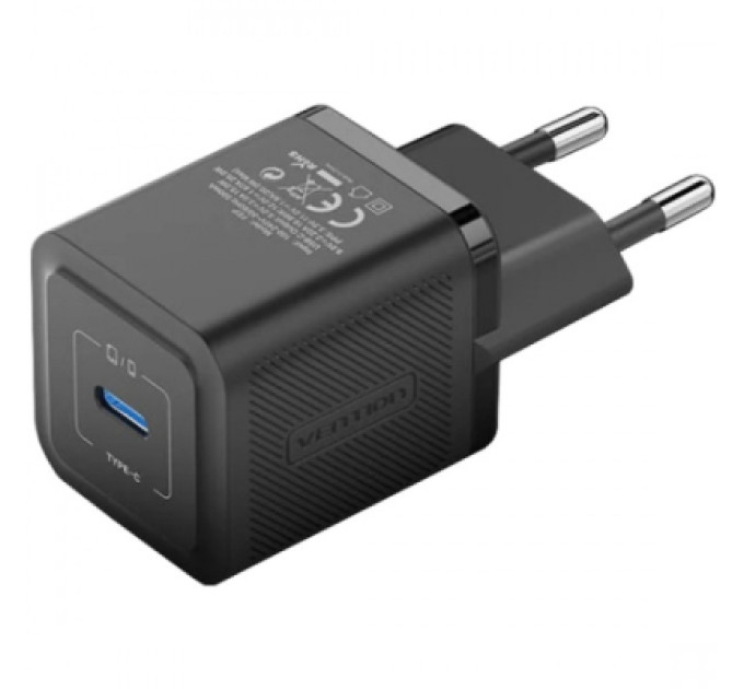 Vention Зарядний пристрій Vention 1xUSB-C PD20W GaN + cable USB-C to USB-C black (TZ-FEPB0-EU-01)
