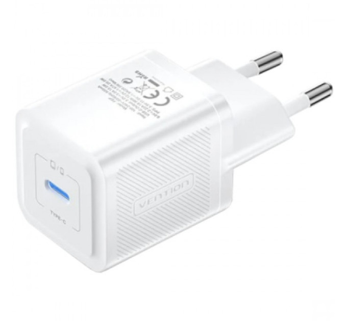 Vention Зарядний пристрій Vention 1xUSB-C PD20W GaN + cable USB-C to USB-C white (TZ-FEPW0-EU-01)
