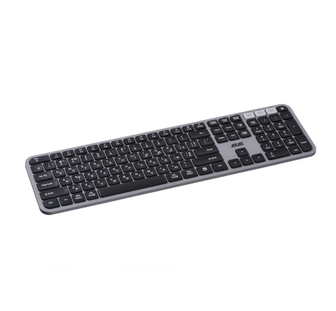 Клавіатура мембранна 2E KS240 110key, WL/BT, EN/UK/RU, сіро-чорний