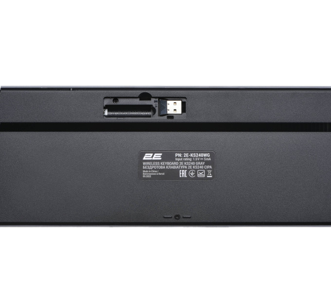 Клавіатура мембранна 2E KS240 110key, WL/BT, EN/UK/RU, сіро-чорний