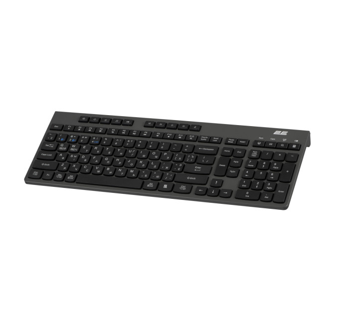Клавіатура мембранна 2E KS280 120key, WL/BT, EN/UK/RU, silent, чорно-сіра