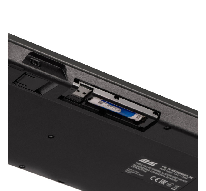 Клавіатура мембранна 2E KS280 120key, WL/BT, EN/UK/RU, silent, чорно-сіра