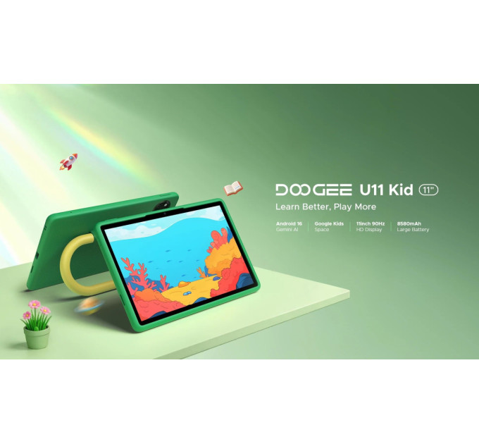 Планшет Doogee U11 Kid 11" 4ГБ, 128ГБ, 8580мА•год, Android, зелений