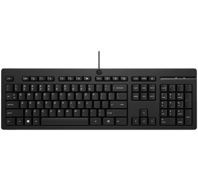 Клавіатура мембранна НР 125, 109key, USB-A, EN/UK, чорний