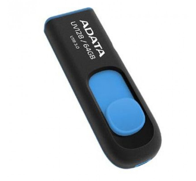USB флеш накопичувач ADATA 64Gb UV128 black-blue USB 3.0 (AUV128-64G-RBE)