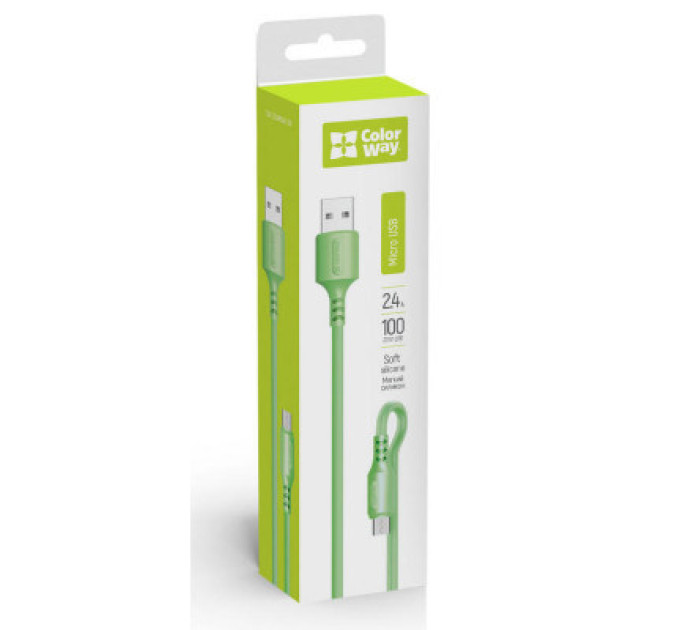ColorWay Дата кабель USB 2.0 AM to Micro 5P 1.0m soft silicone green ColorWay (CW-CBUM042-GR)