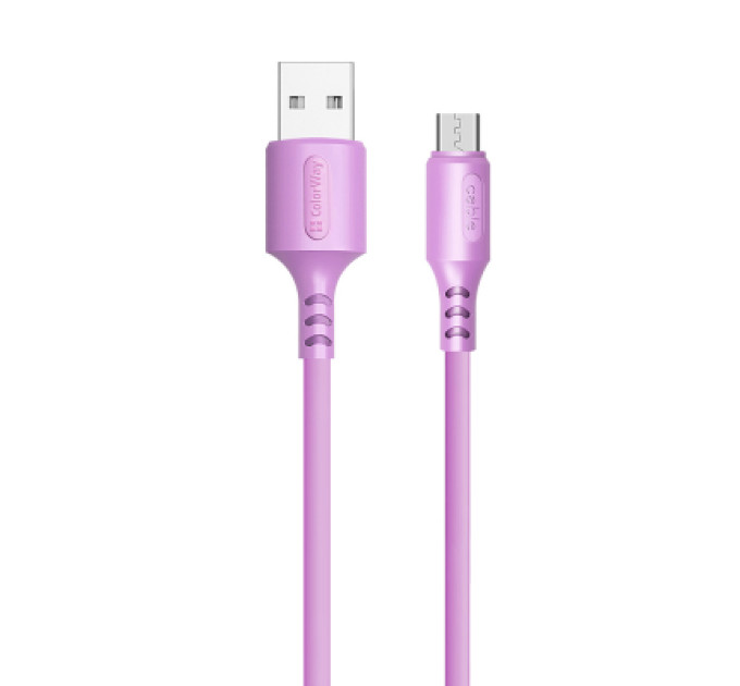 ColorWay Дата кабель USB 2.0 AM to Micro 5P 1.0m soft silicone violet ColorWay (CW-CBUM044-PU)