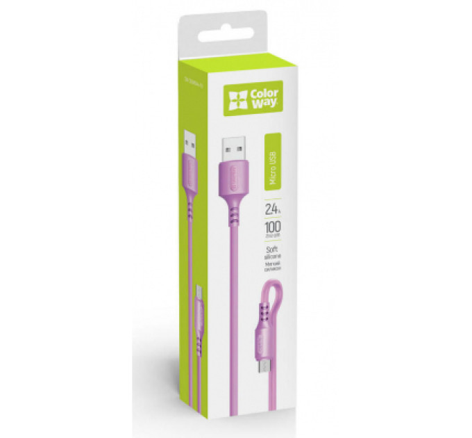 ColorWay Дата кабель USB 2.0 AM to Micro 5P 1.0m soft silicone violet ColorWay (CW-CBUM044-PU)
