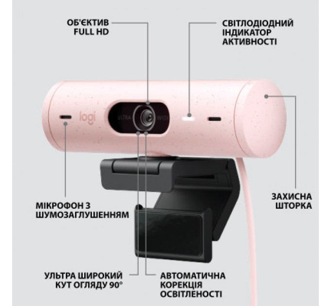 Веб-камера Logitech Brio 500 Rose (960-001421)