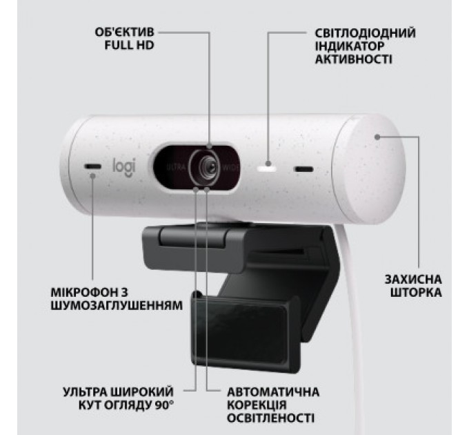 Logitech Веб-камера Logitech Brio 500 Off-White (960-001428)