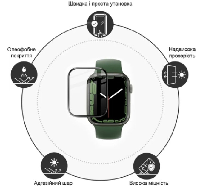 Drobak Скло захисне Drobak Apple Watch Series 10 42mm Black Frame A+ (323233)