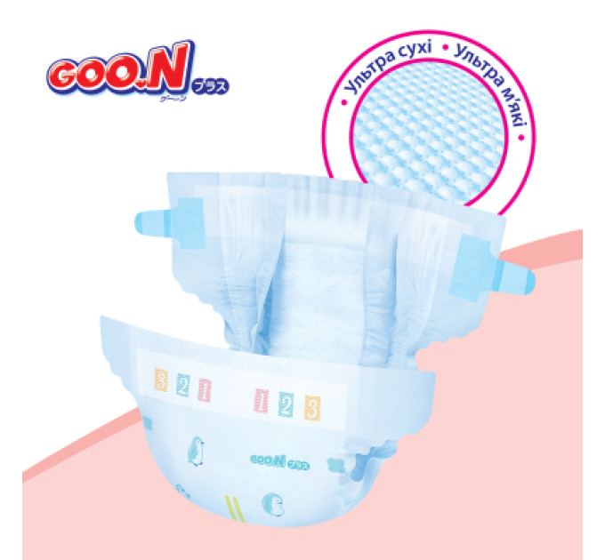GOO.N Підгузки GOO.N Plus 4-8 кг Розмір S, на ліпучках 62 шт (21001496)