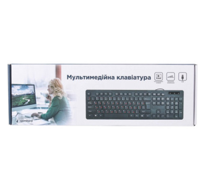Gembird Клавіатура дротова Gembird KB-MCH-04-UA, українська розкладка, мультимедійна, "шоколадні" клавіші, чорний колір
