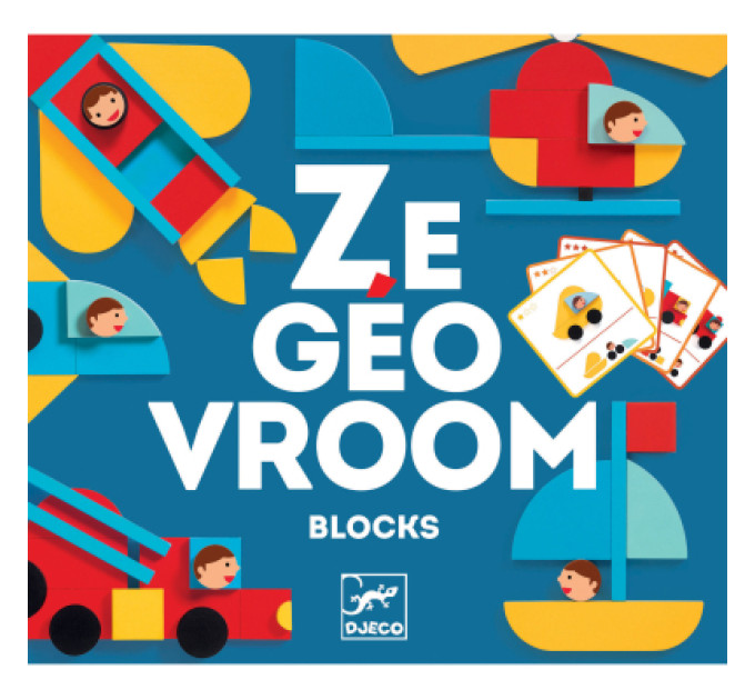 Djeco Настільна гра Djeco Набір дерев'яних геометричних фігур Ze Geo Vroom (DJ06436)
